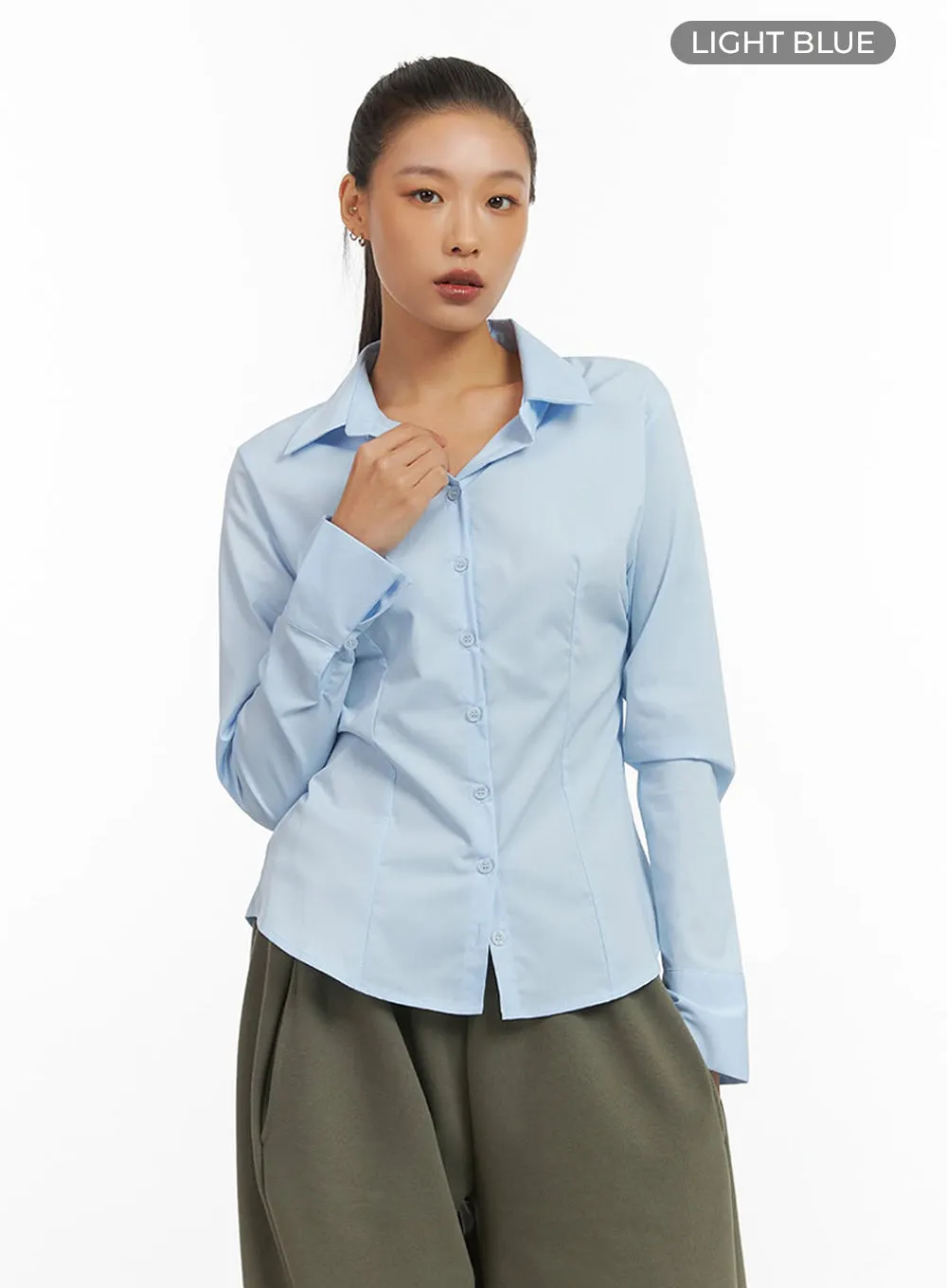 Pintuck Slim Fit Blouse IO409