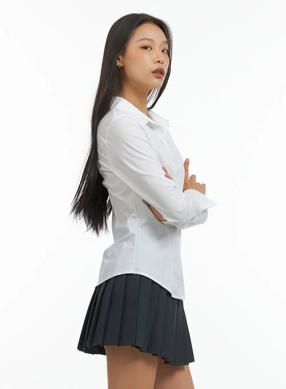 Pintuck Slim Fit Blouse IO409
