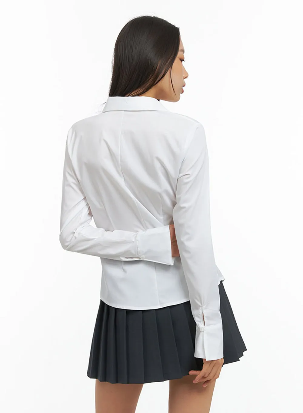Pintuck Slim Fit Blouse IO409