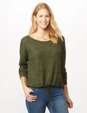 Scoop Neck Hacci Top with Tie Waist