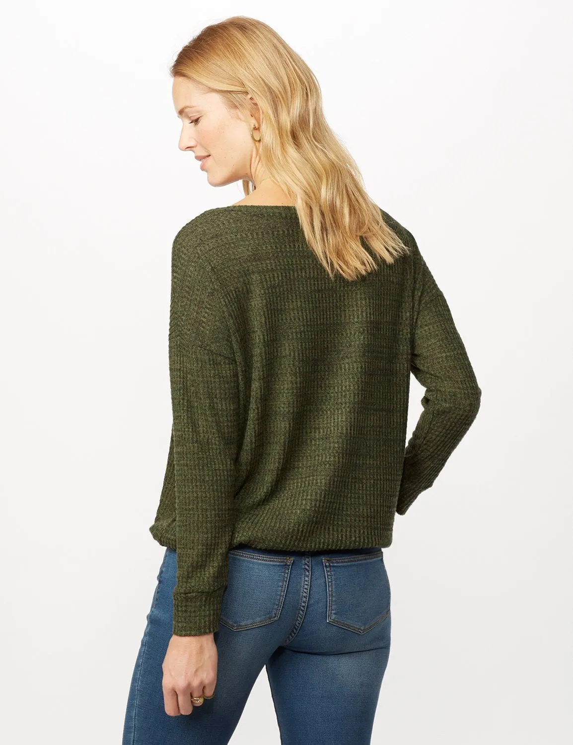 Scoop Neck Hacci Top with Tie Waist
