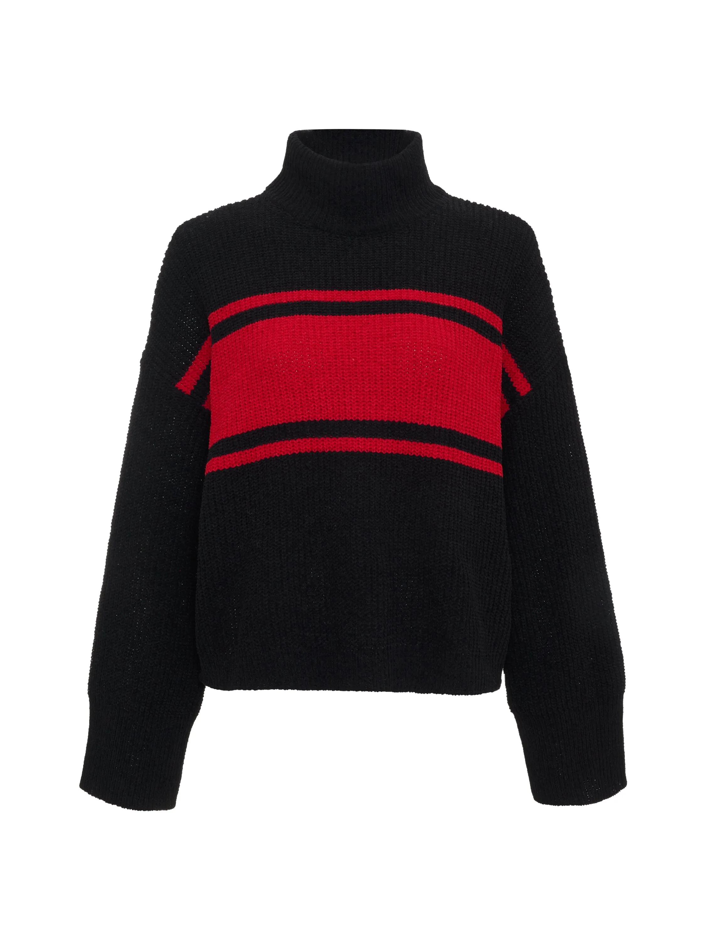 Stay Cozy Sweater Black Red Stripe