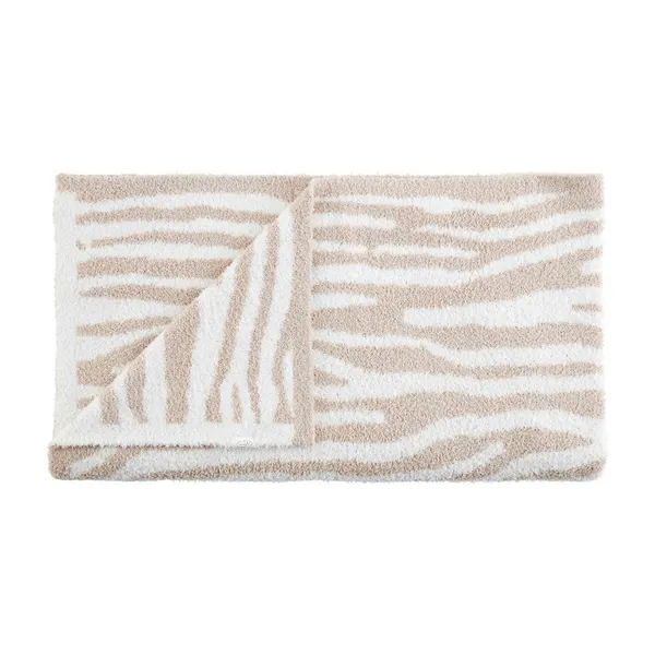 Zebra Chenille Blanket Tan